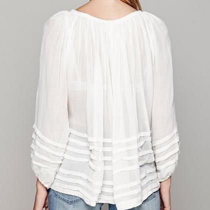 European Style Blouse Sexy Draped With Flare..
