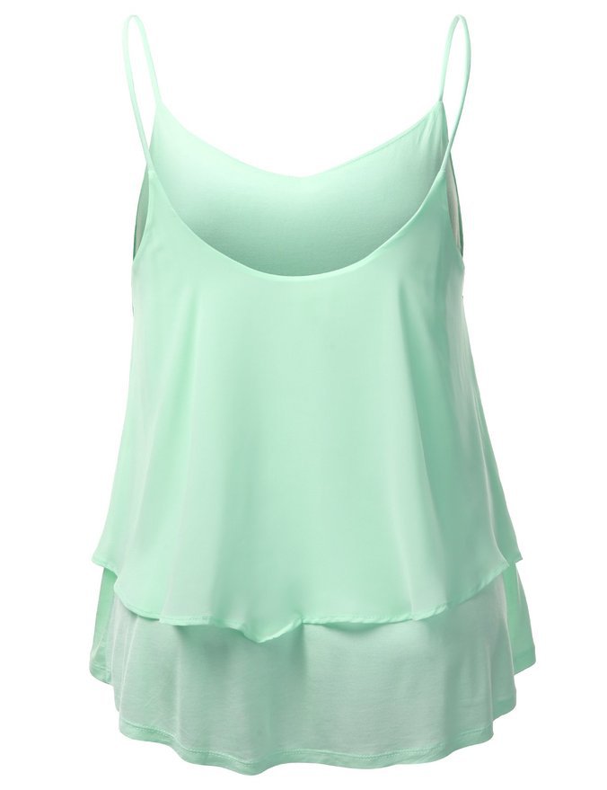 Light Green Chiffon Sling Tank Tops on Luulla