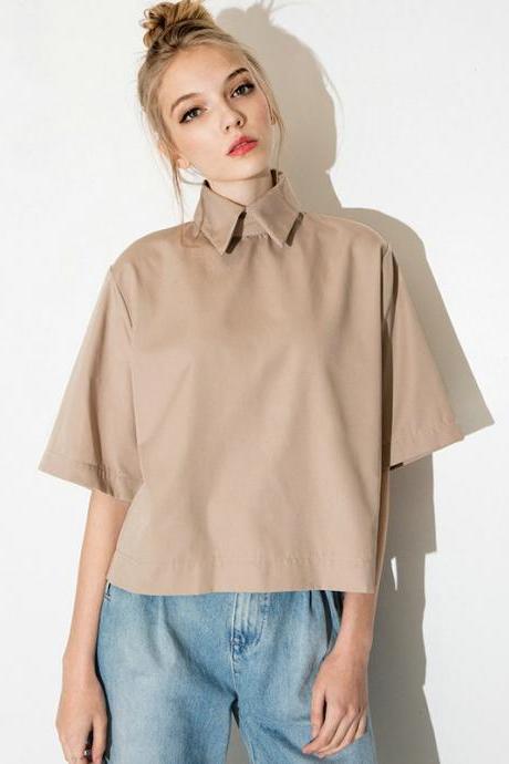 retro preppy style shirt fashion turn down collar blouse slim women shirt