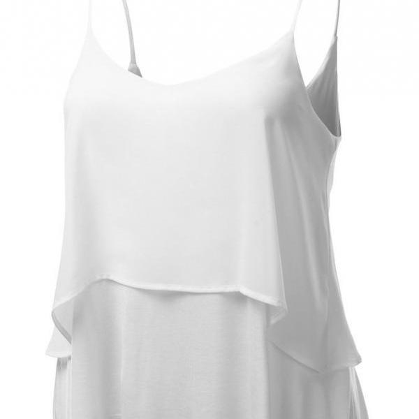 White Chiffon Sling Tank Tops on Luulla